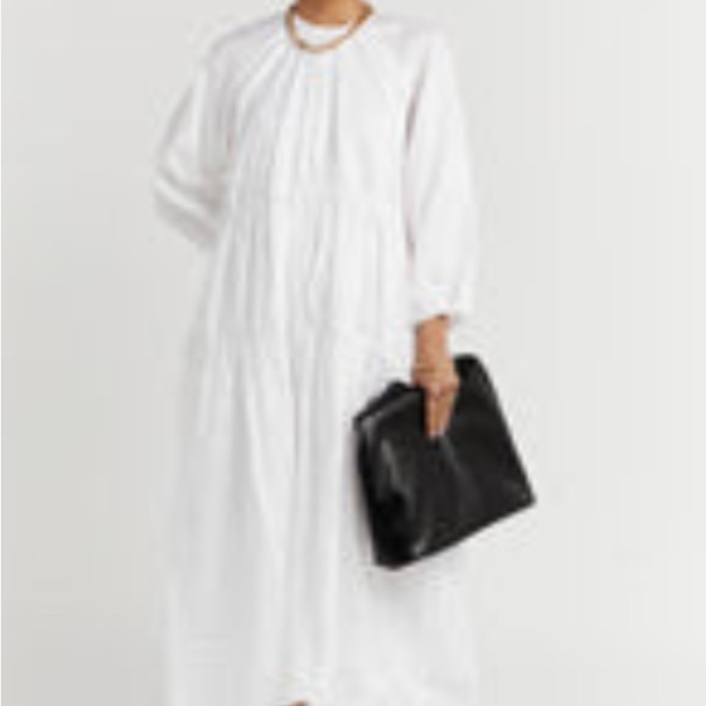 DISSH NOAH RAGLAN WHITE LINEN MIDI DRESS - 6 / WHITE